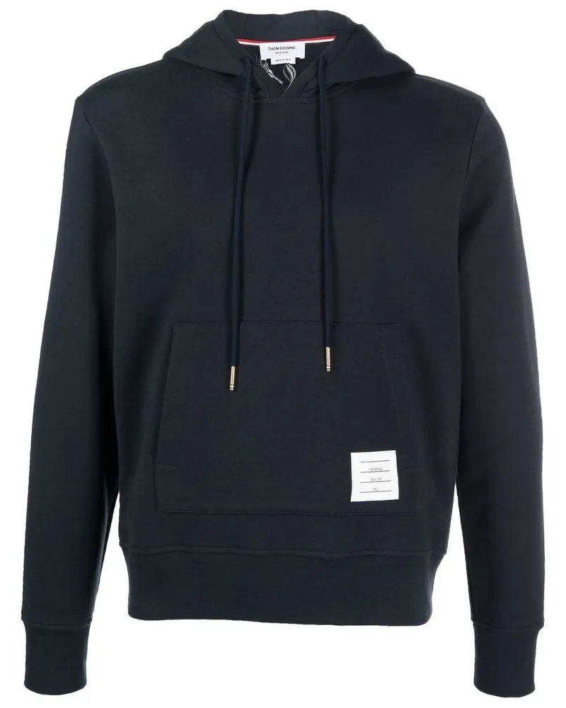 Thom Browne Hoodie mit Logo-Patch Blau