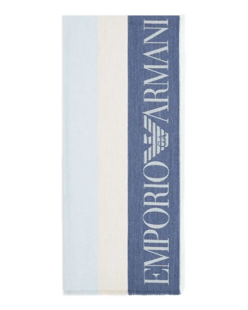 Emporio Armani Schal mit Logo-Verzierung - Blau Blau