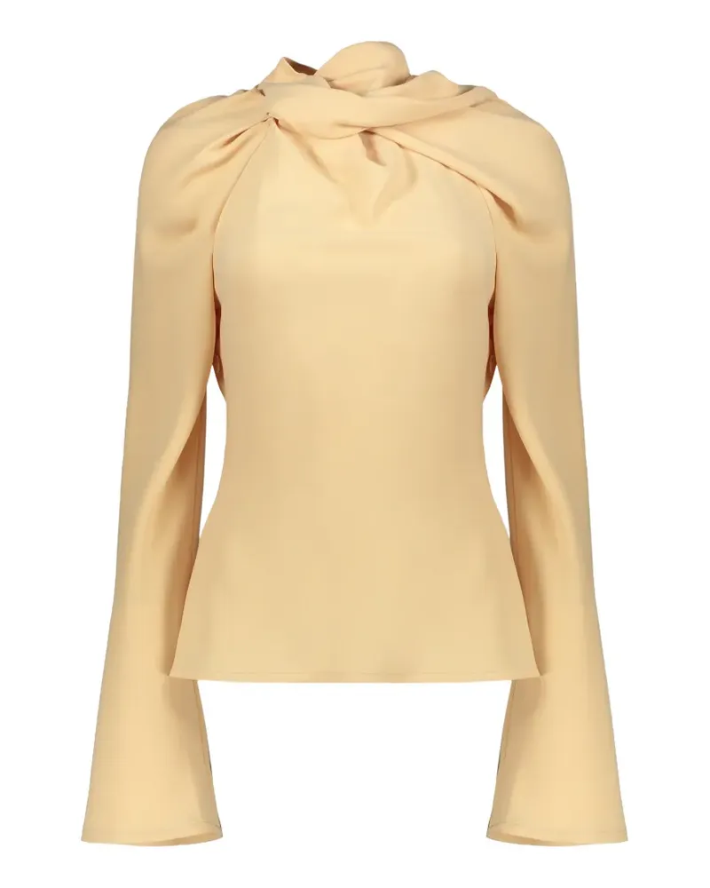 ELLERY knotted-neck flared-sleeve top - Nude Nude
