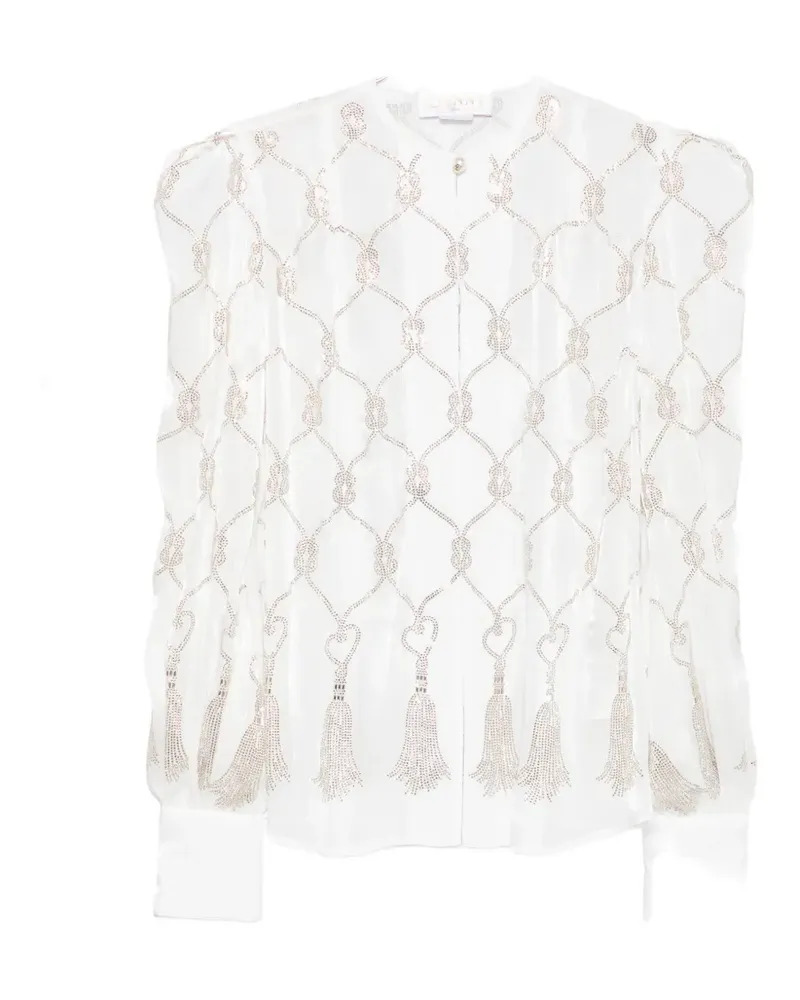 Genny embellished puff-sleeve blouse - Weiß Weiß