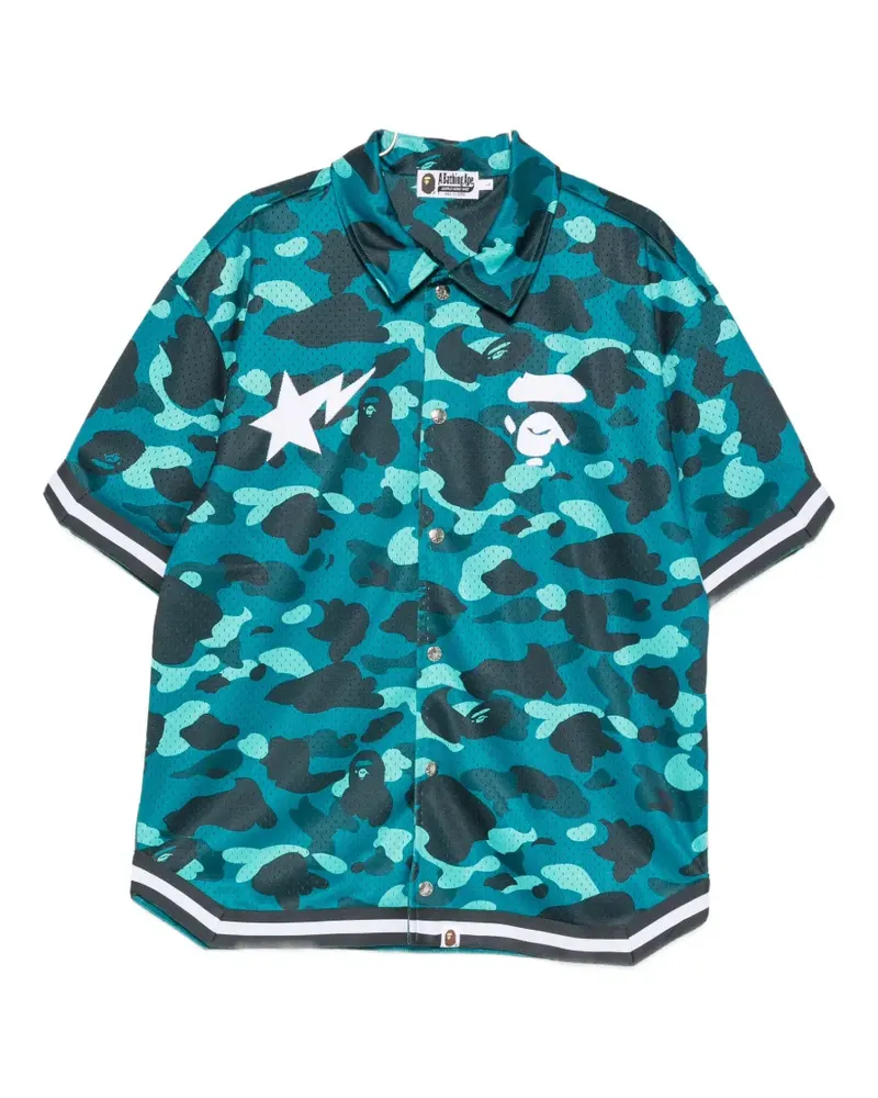 BAPE camo-print logo-patch shirt - Grün Grün