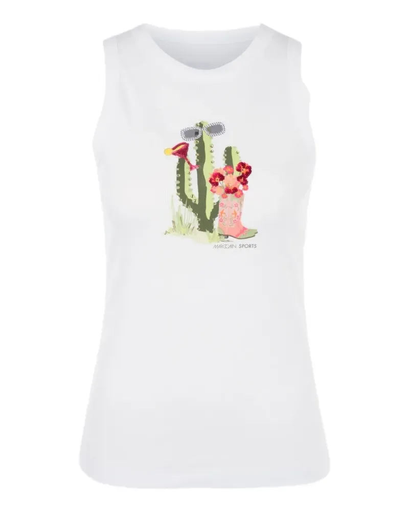 Marc Cain graphic-print sleeveless tank top - Weiß Weiß