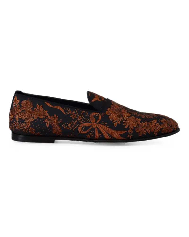 Dolce & Gabbana floral-brocade loafers - Blau Blau