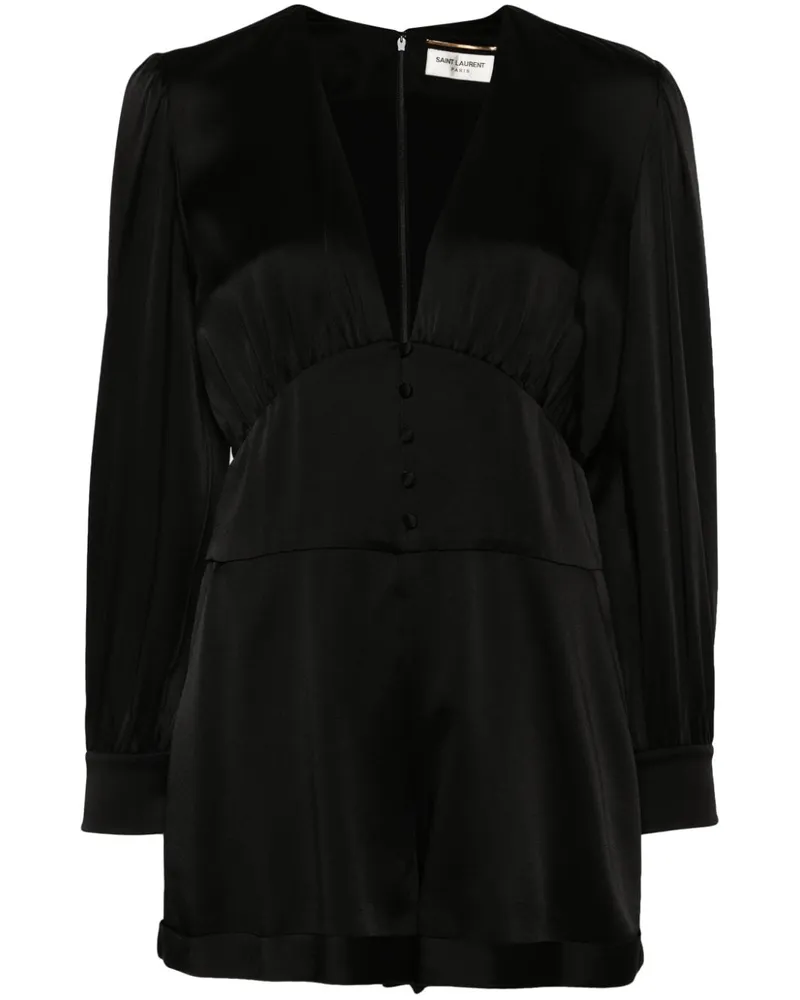 Saint Laurent Playsuit aus Seide - Schwarz Schwarz