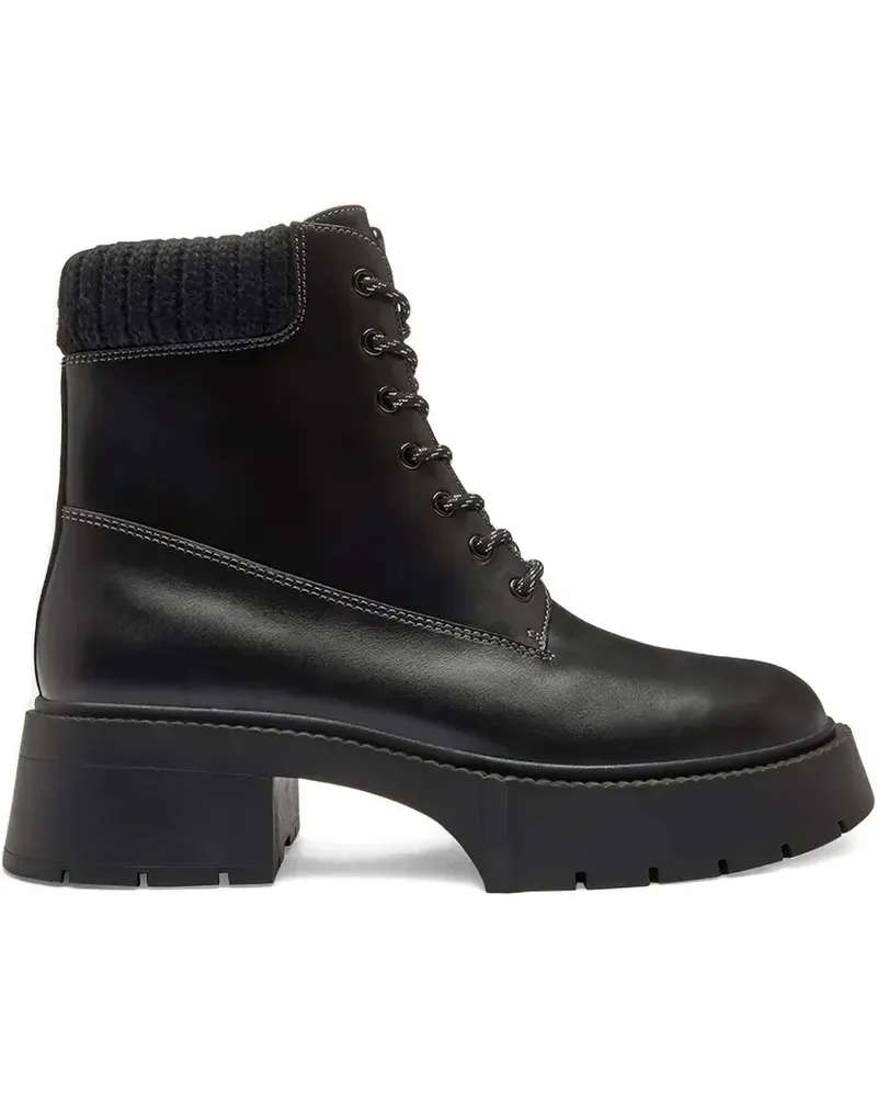 Coach Leah Schnürstiefel mit gestricktem Kragen 57mm - Schwarz Schwarz