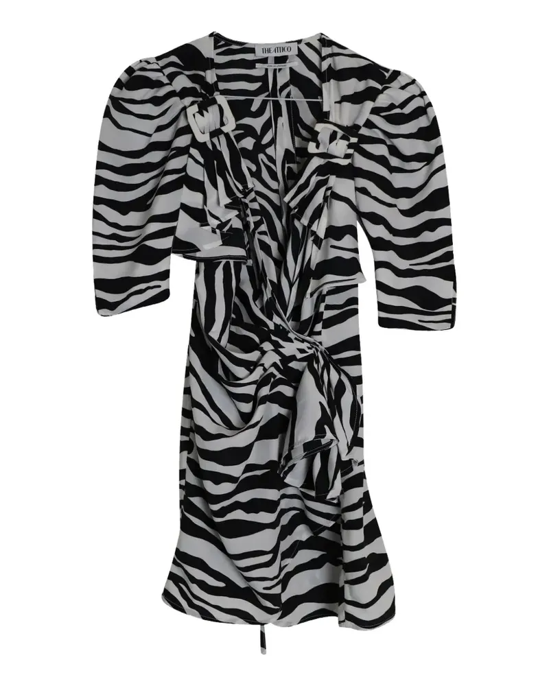 ATTICO zebra-print puff-sleeves mini dress - Weiß Weiß