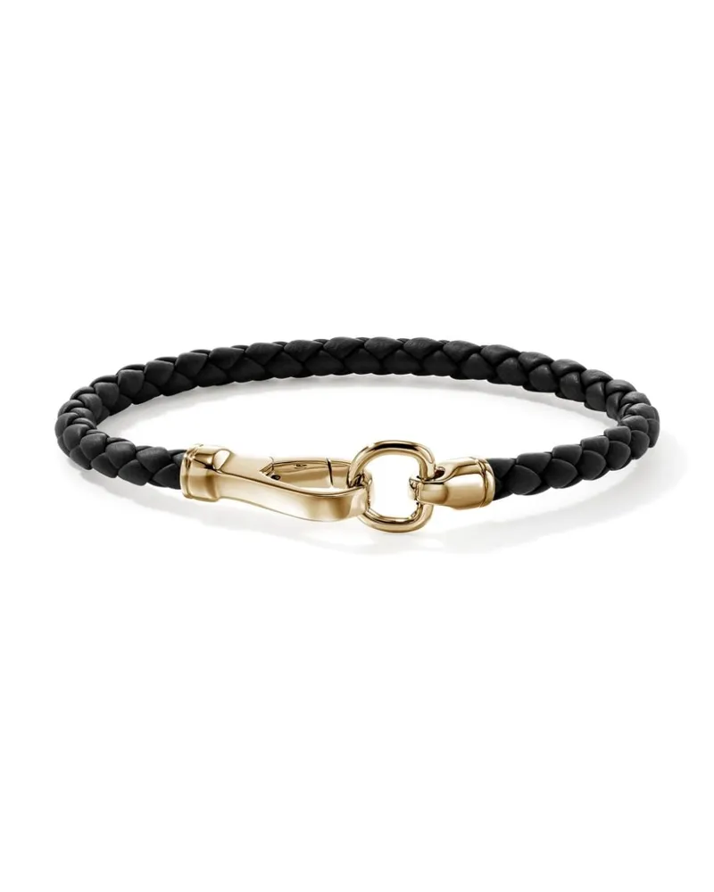 John Hardy 14kt Gelbgold- und Lederarmband - Schwarz Schwarz