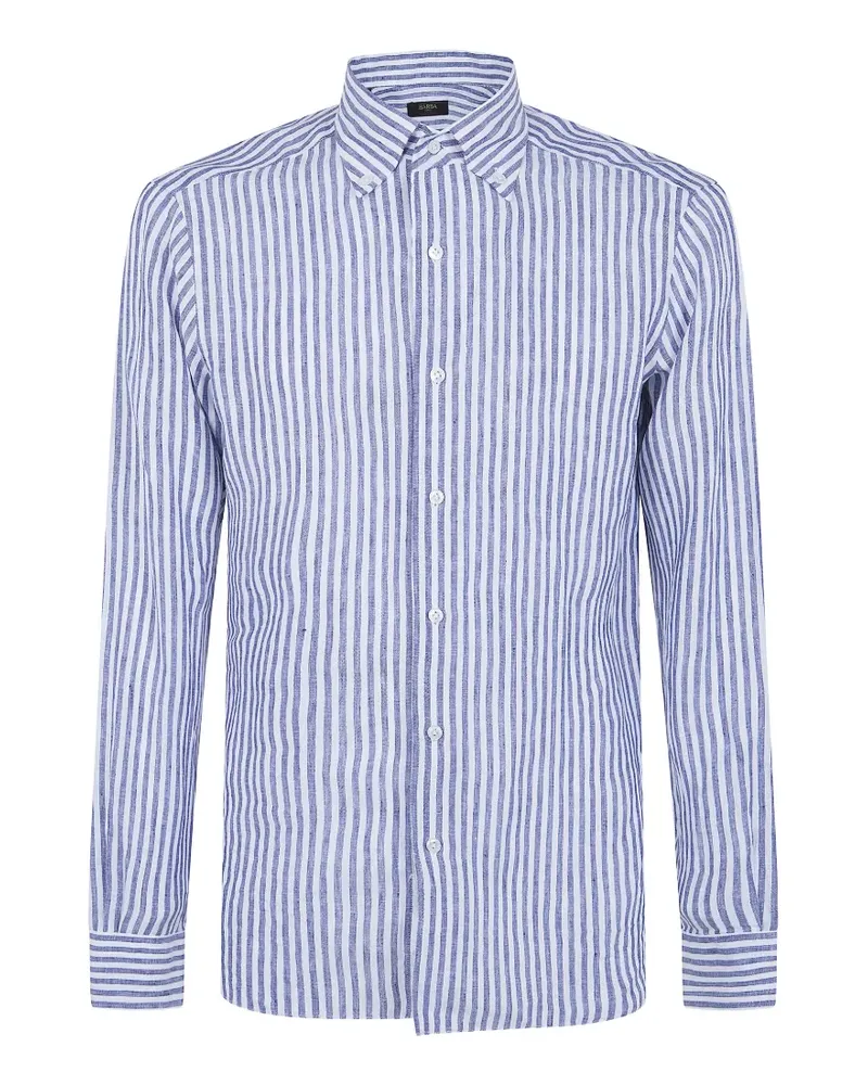 BARBA striped linen shirt - Blau Blau