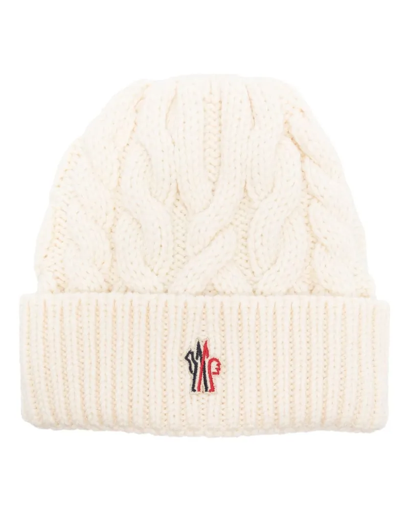 Moncler Beanie mit Zopfmuster - Weiß Weiß