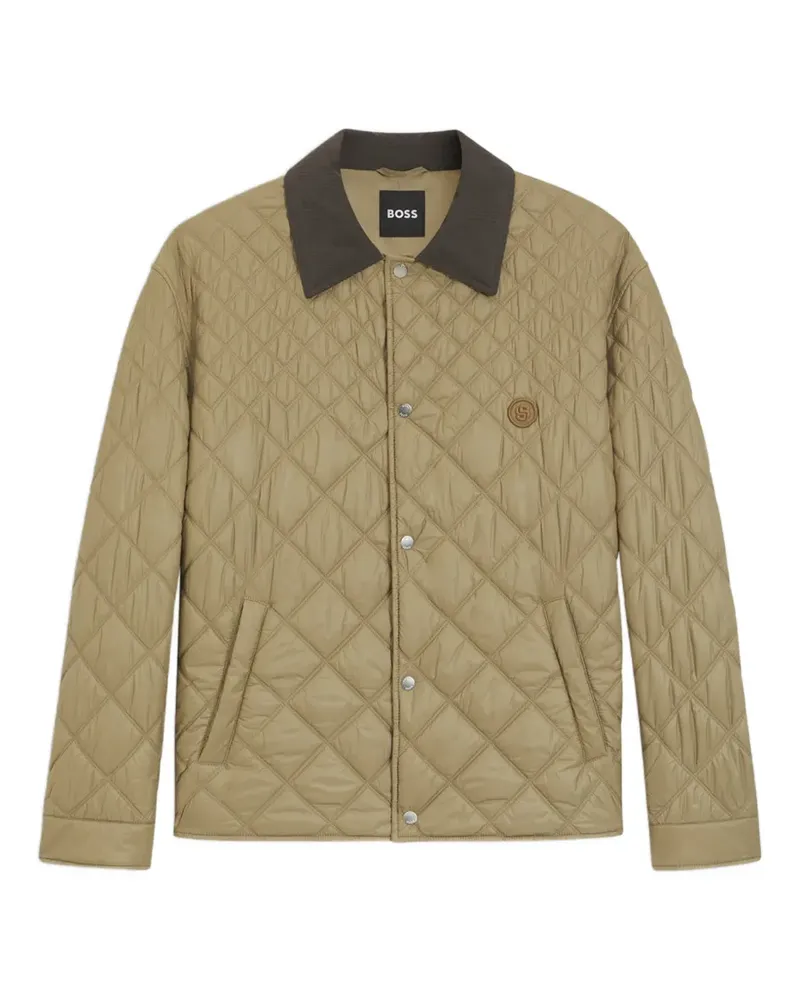 HUGO BOSS quilted-finish logo-patch jacket - Nude Nude