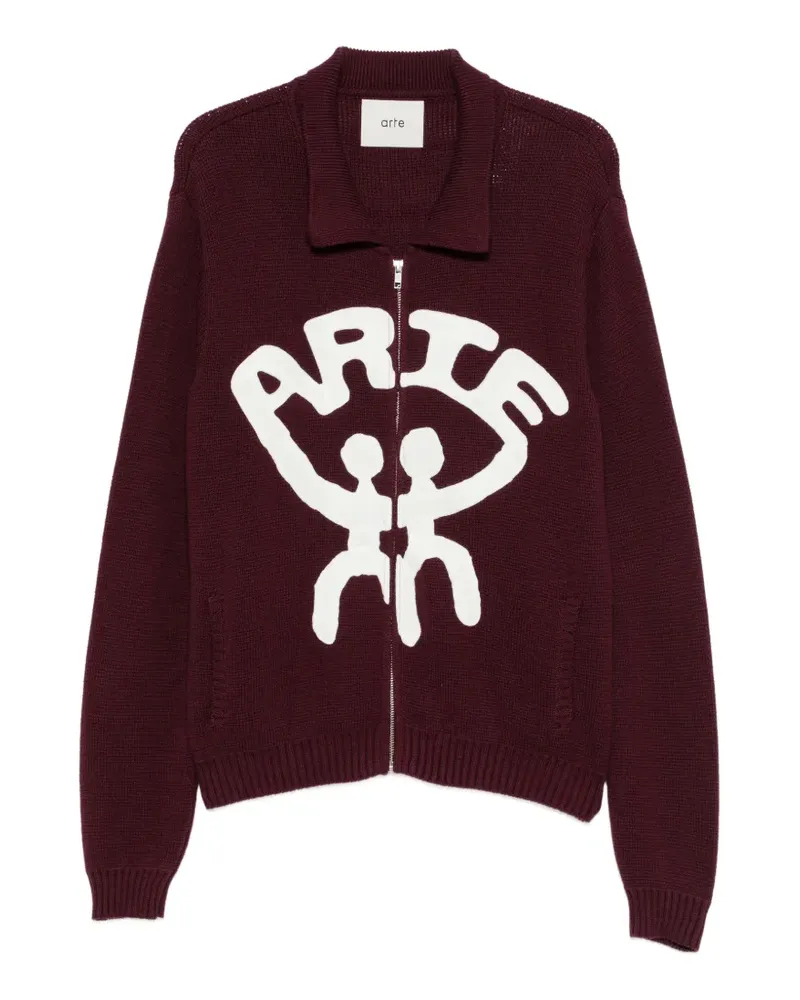 Arte Antwerp Pullover mit grafischer Intarsie - Rot Rot