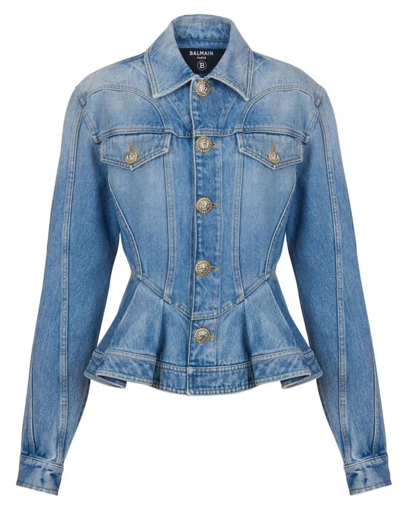 Balmain Jeansblazer mit Falten - Blau Blau