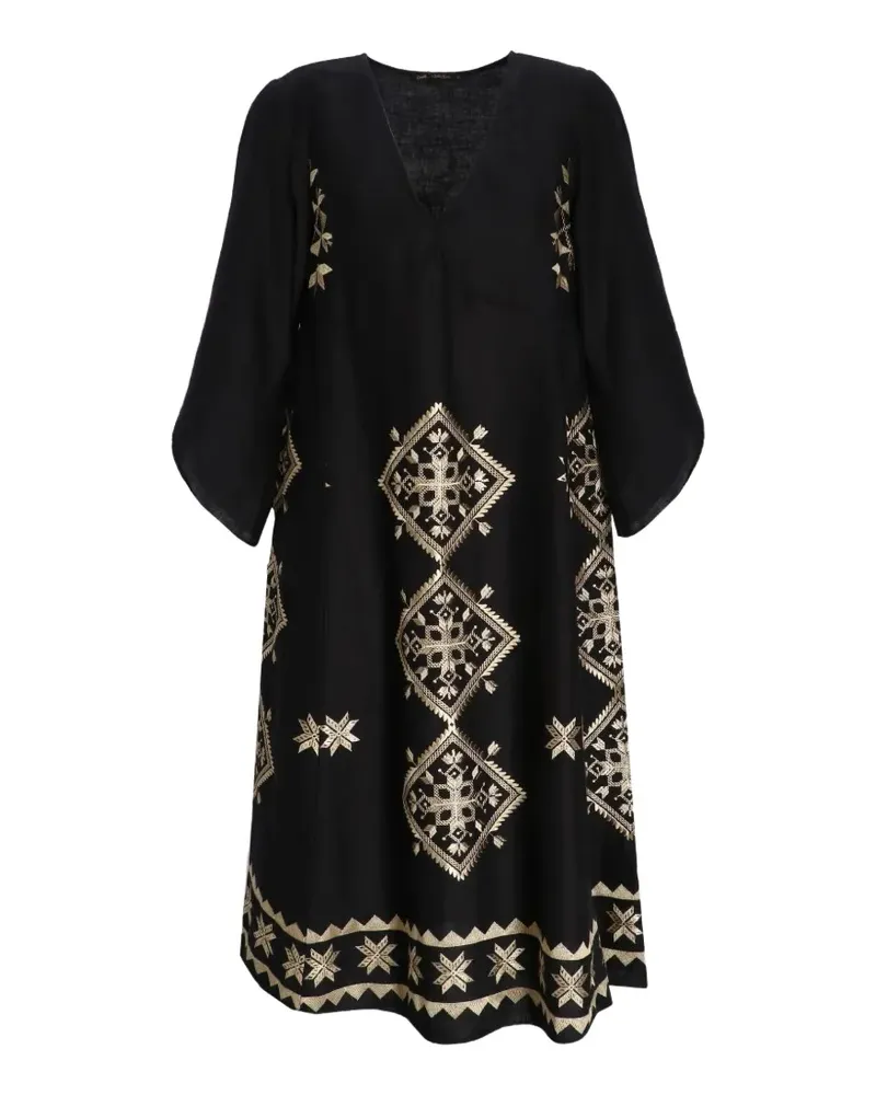 Greek Archaic Kori Lefkada bell-sleeve midi dress - Schwarz Schwarz