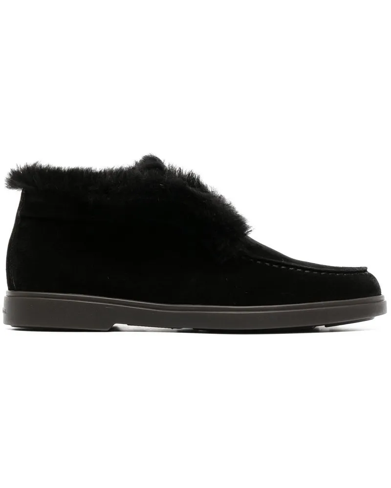 Santoni Shearling-Loafer - Schwarz Schwarz