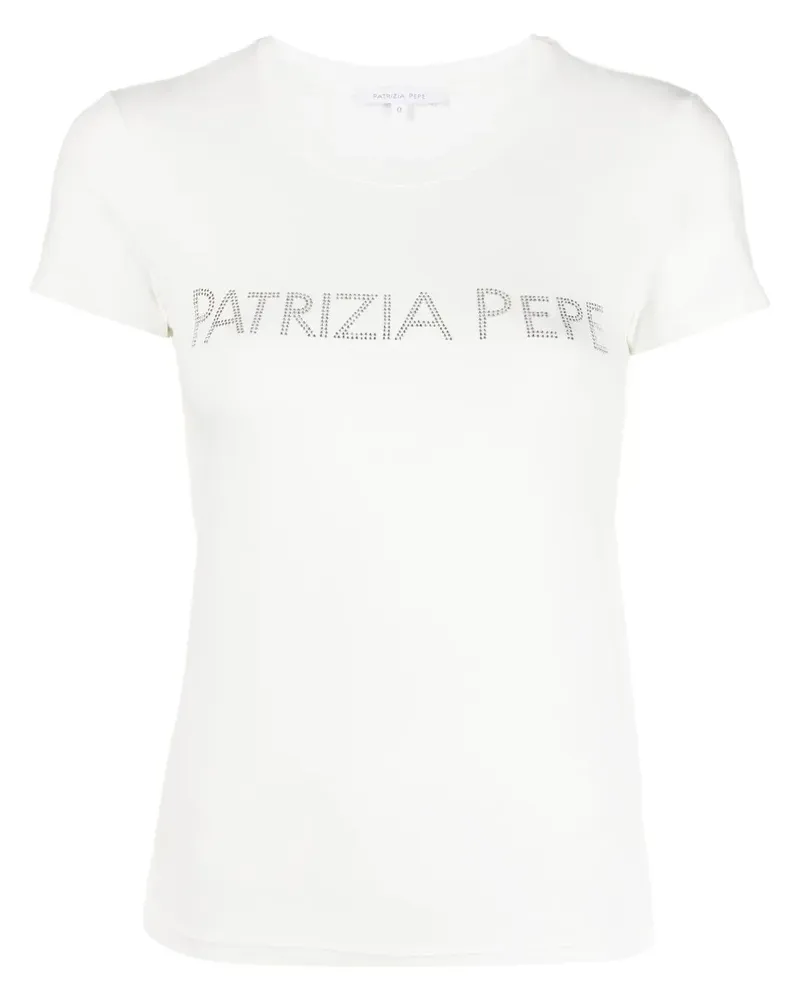 Patrizia Pepe T-Shirt mit Strass-Logo - Weiß Weiß