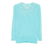 Spitzentop mit V-Ausschnitt - Blau