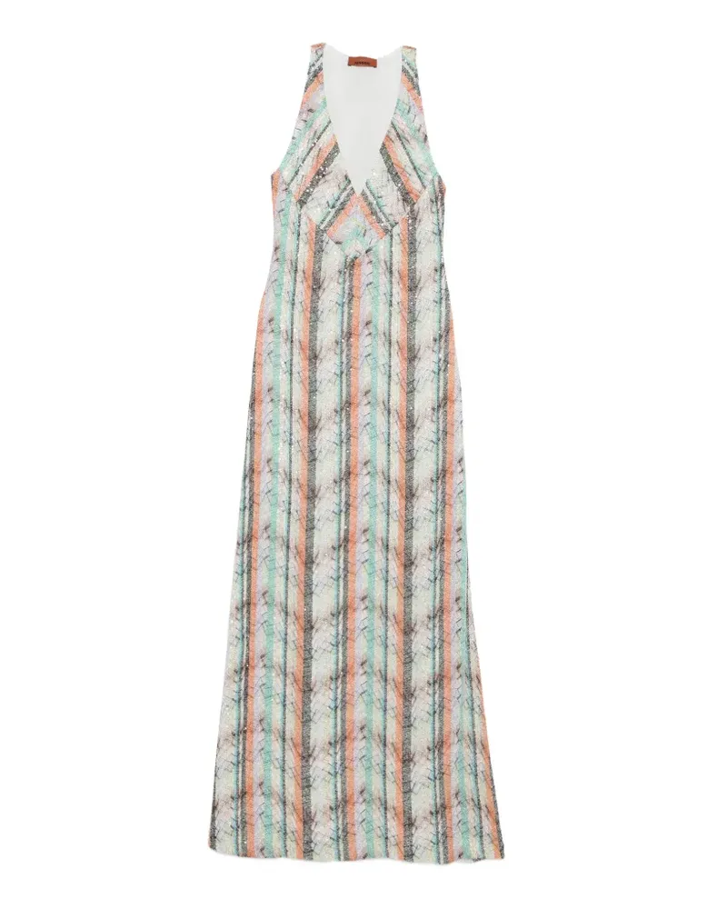 Missoni striped-pattern V-neck maxi dress - Grün Grün