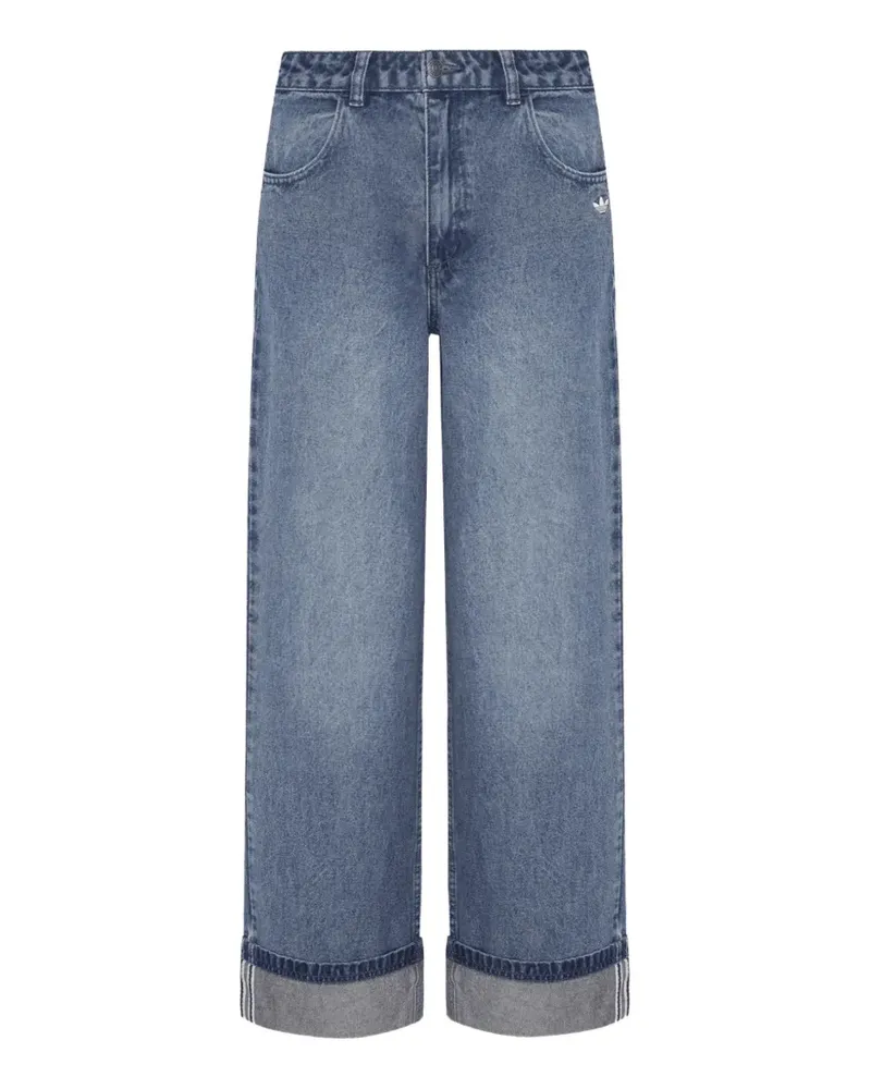 Song For The Mute x Adidas Adi008 logo-embroidered turn-up jeans - Blau Blau