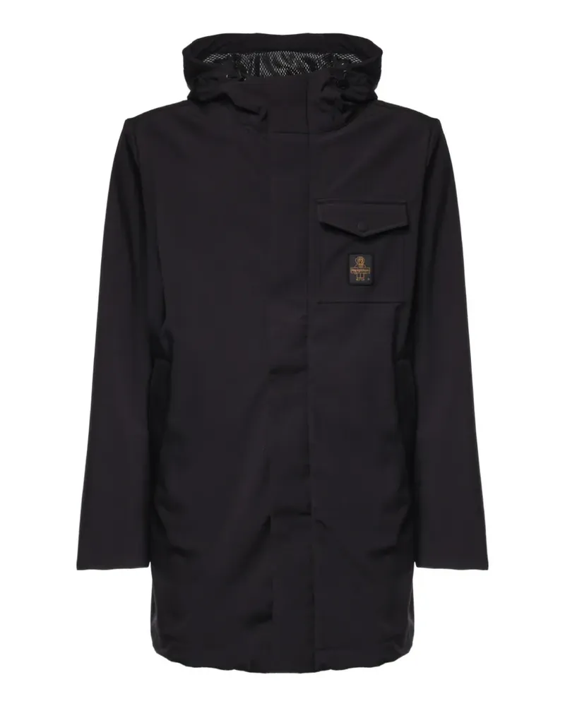 RefrigiWear logo-patch hooded coat - Schwarz Schwarz