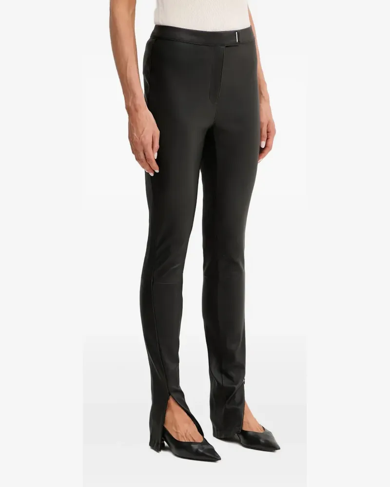 HUGO BOSS Lederhose mit offenem Saum - Schwarz Schwarz
