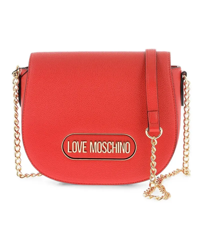 Moschino logo-plaque chain-strap shoulder bag - Rot Rot