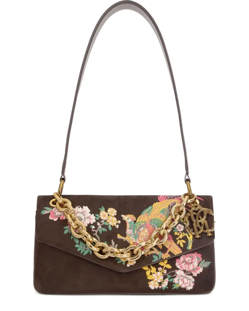 Roberto Cavalli Bestickte Schultertasche - Braun Braun