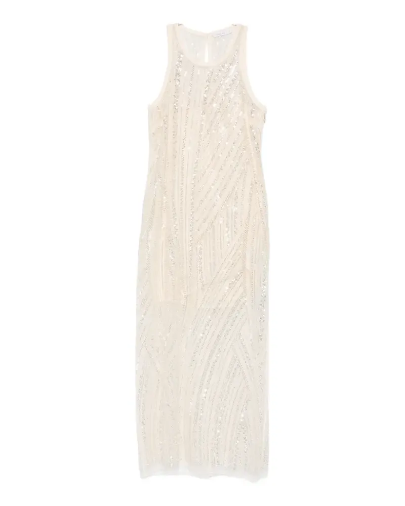 Patrizia Pepe embroidered midi dress - Nude Nude