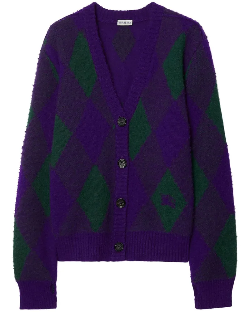 Burberry Wollcardigan mit Argyle-Muster - Violett Violett