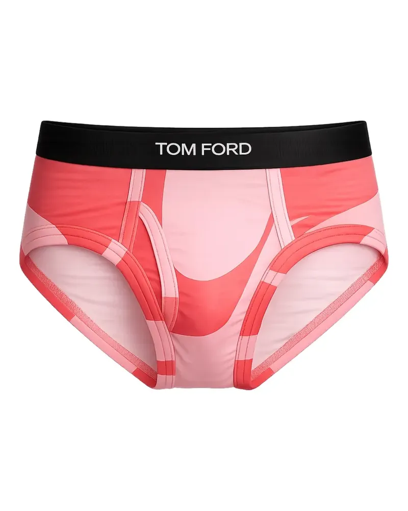 Tom Ford abstract-print logo-waistband briefs - Rosa Rosa