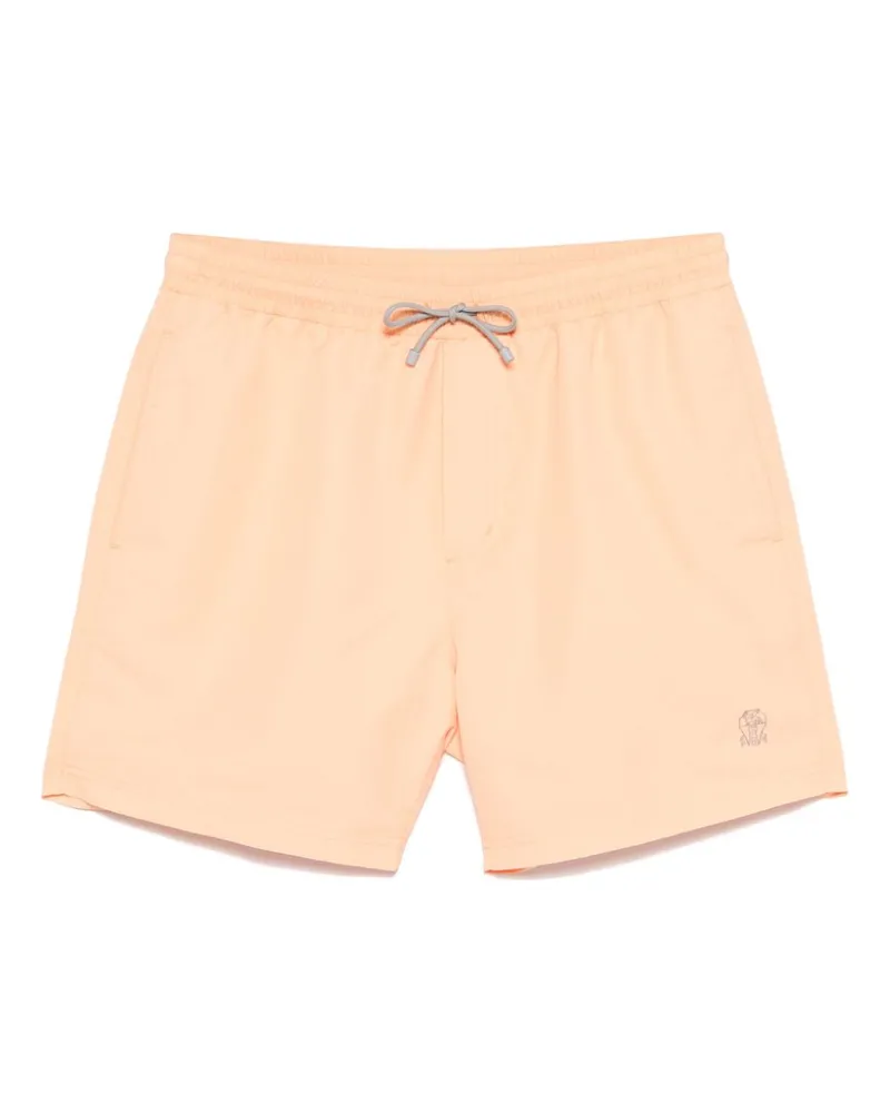 Brunello Cucinelli Badeshorts mit Logo-Stickerei - Orange Orange