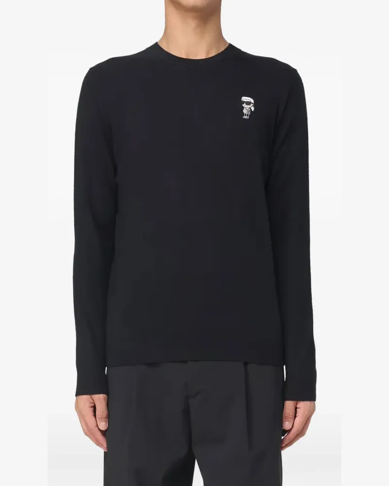 Karl Lagerfeld Pullover mit Logo-Patch - Schwarz Schwarz