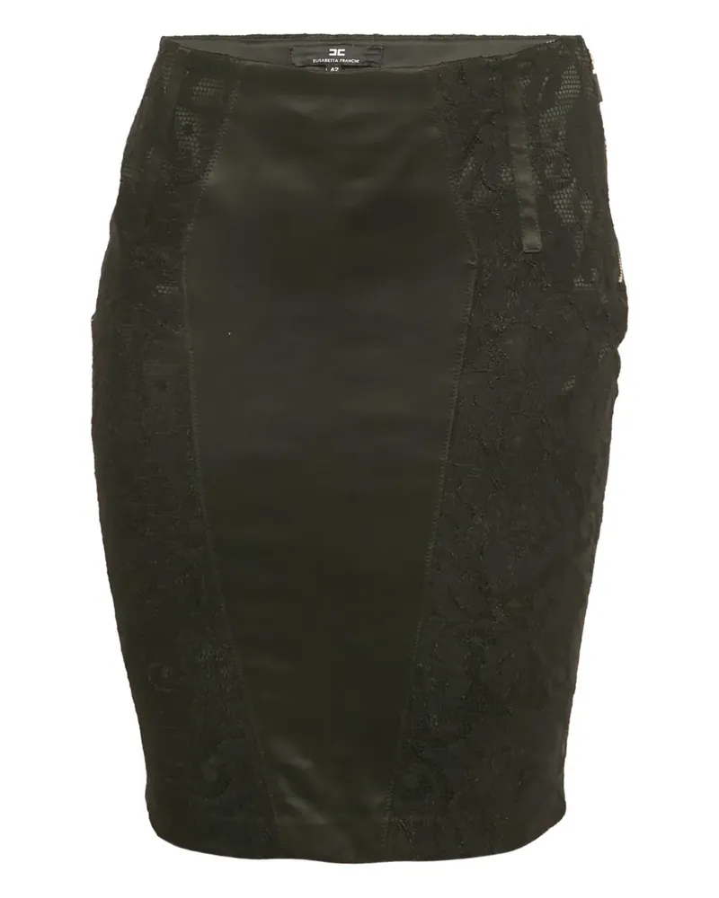 Elisabetta Franchi Bleistiftrock aus Satin-Spitze - Schwarz Schwarz