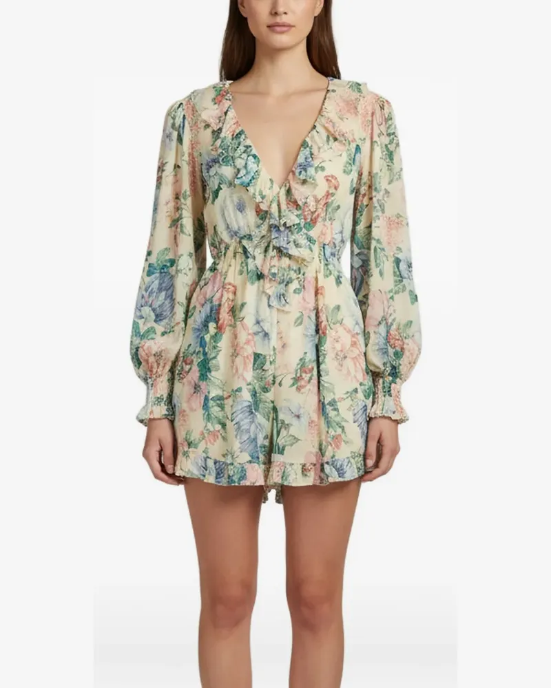 Zimmermann Playsuit mit Blumenprint - Nude Nude