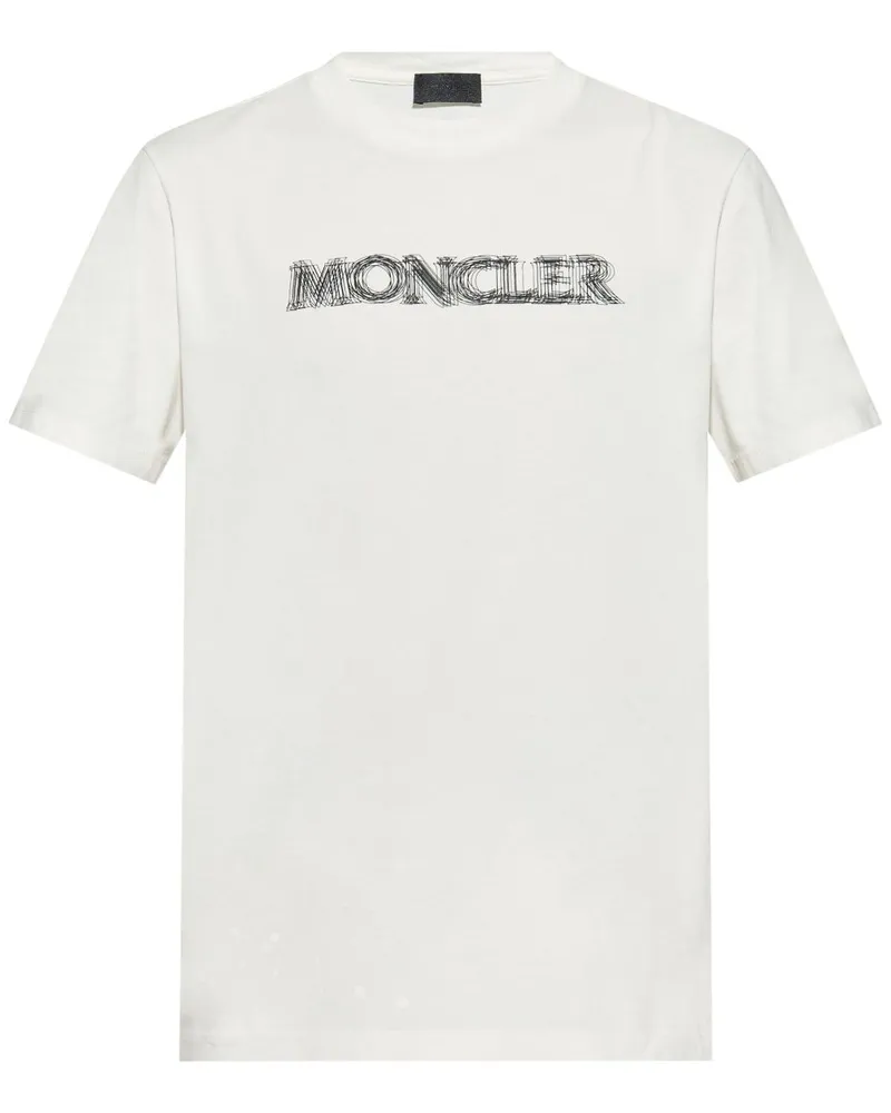 Moncler T-Shirt mit verschwommenem Logo - Weiß Weiß