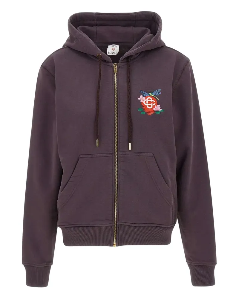 Casablanca Paris embroidered-logo zip-up hoodie - Violett Violett