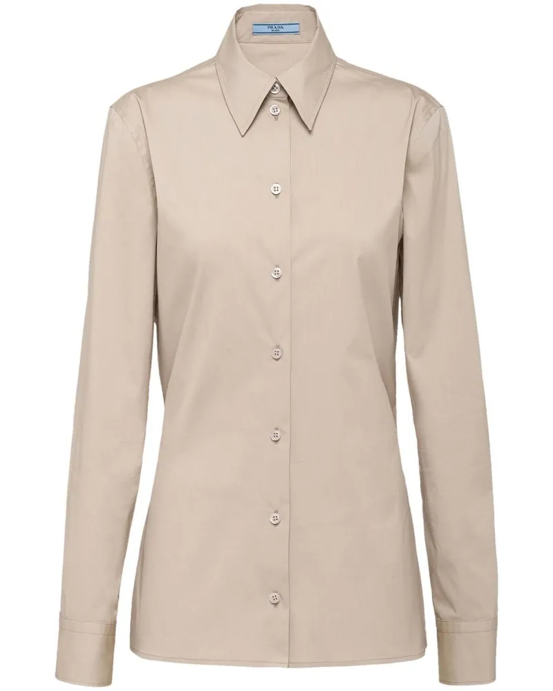 Prada Jeanshemd mit Logo - Nude Nude