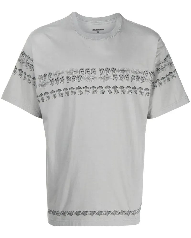 Neighborhood T-Shirt mit Pilze-Print - Grau Grau