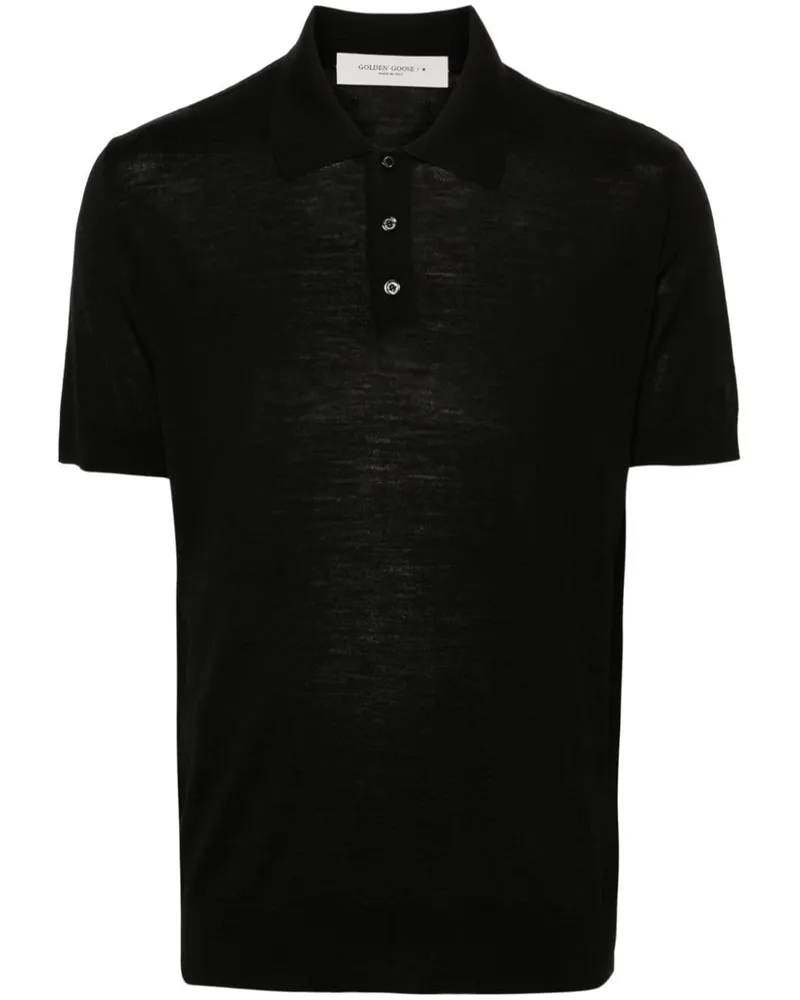 Golden Goose Fein gestricktes Poloshirt - Schwarz Schwarz