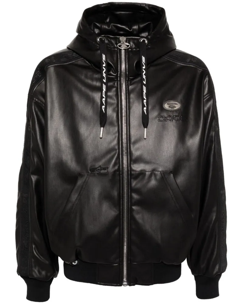 BAPE Jacke aus Faux-Leder Schwarz