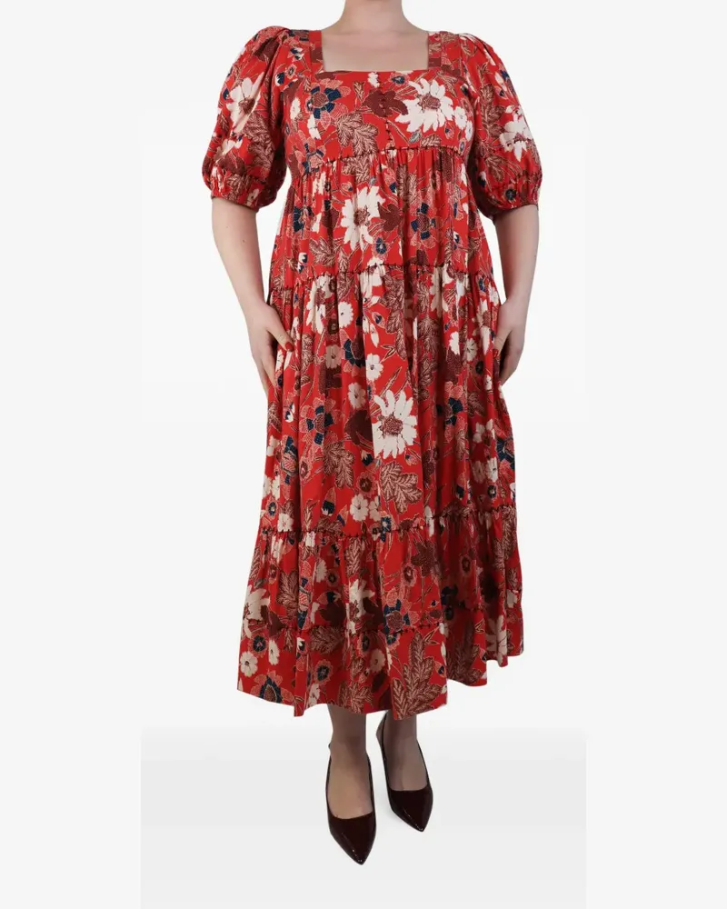 Ulla Johnson Nora gathered floral-print midi dress - Rot Rot