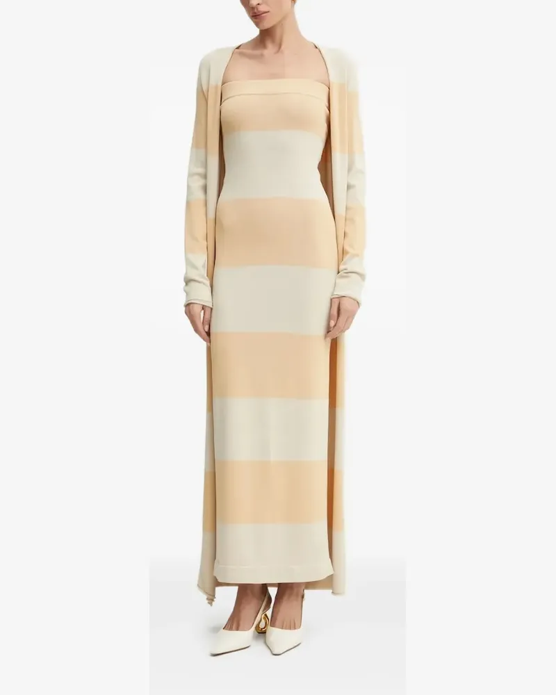 Liviana Conti Gestreiftes Cardigan-Kleid-Set - Nude Nude