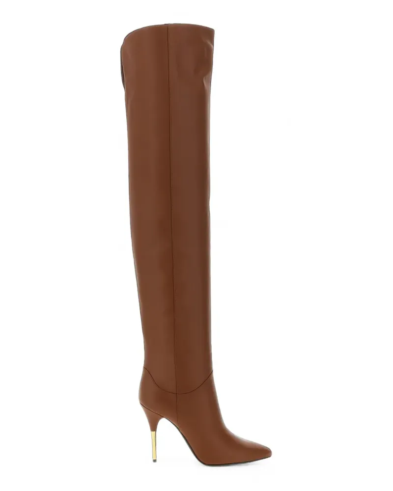 Valentino Garavani Deboot over-the-knee calfskin boots 105mm - Braun Braun