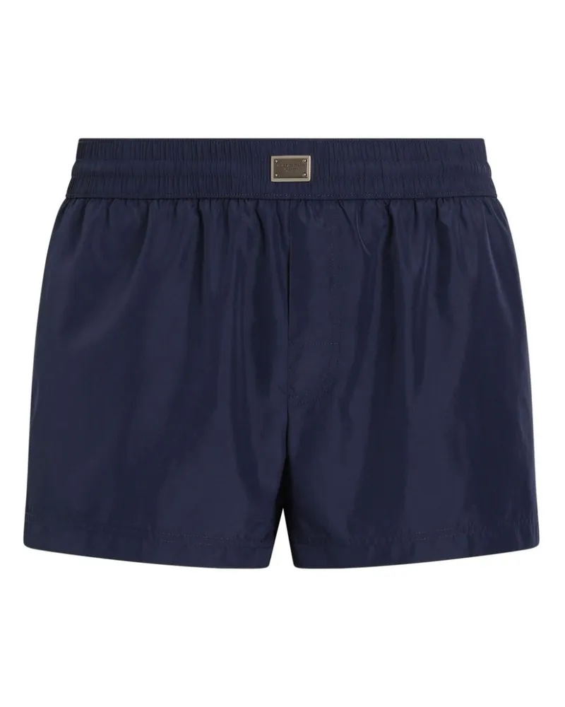 Dolce & Gabbana Badeshorts mit Logo-Schild - Blau Blau