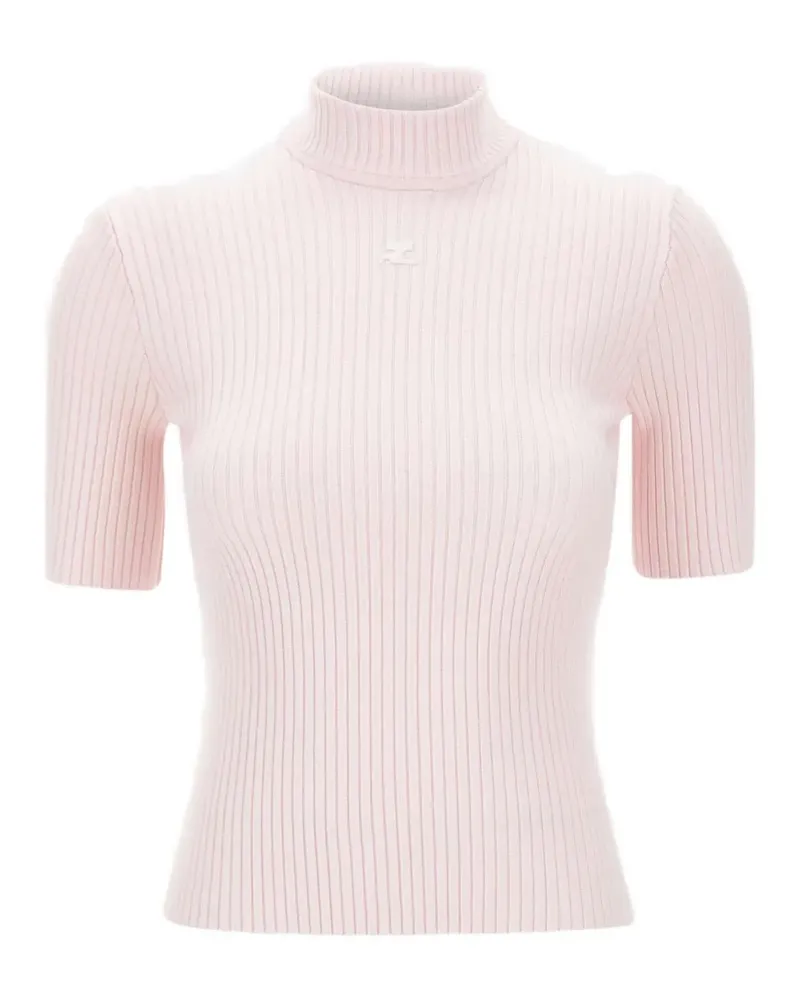 Courrèges T-Shirt aus geripptem Strick - Rosa Rosa