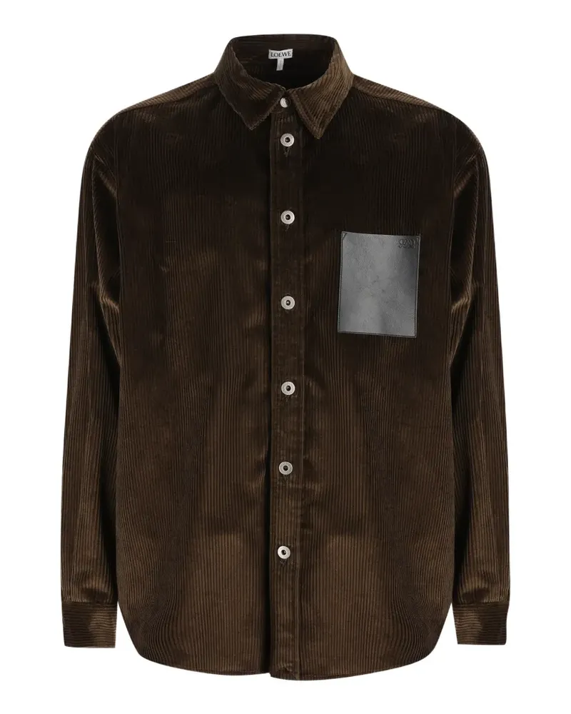 Loewe corduroy leather-patch shirt - Braun Braun