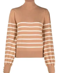 Liu Jo Gestreifter Rollkragenpullover Nude