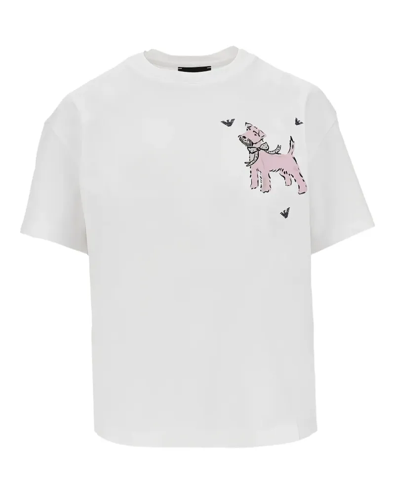Emporio Armani dog-print cotton T-shirt - Weiß Weiß