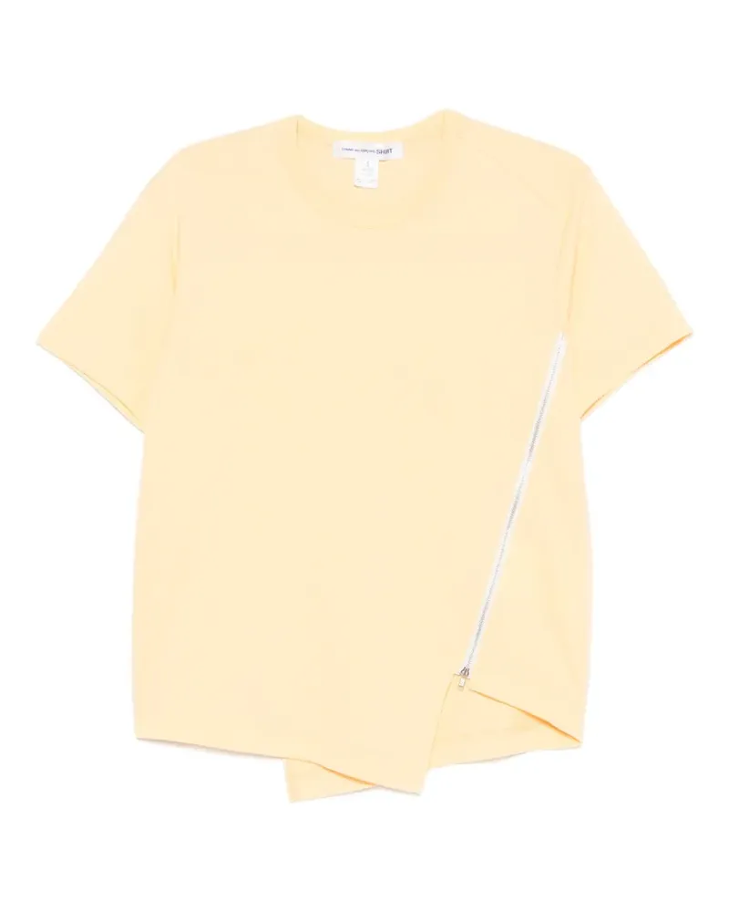 Comme des Garçons asymmetric zip-detail T-shirt - Orange Orange