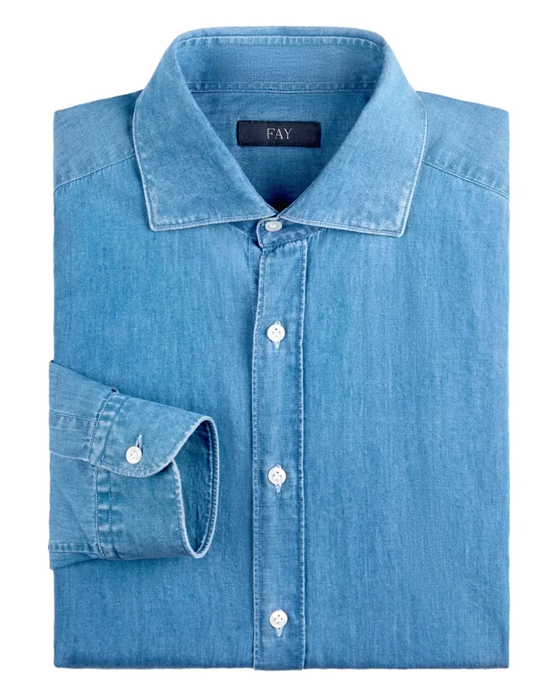Fay Hemd mit französischem Kragen - Blau Blau