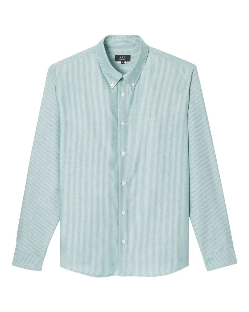A.P.C. Gestreiftes Hemd - Grün Grün